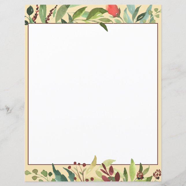 Flowers and Foliage Framed Paper Sheet (Front)