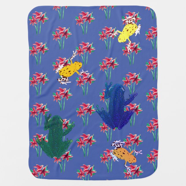 Flowers and frogs baby blanket (Front)