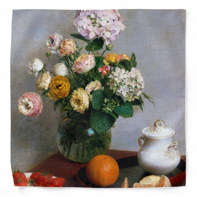Flowers and Fruit, Henri Fantin-Latour Bandana (Front)