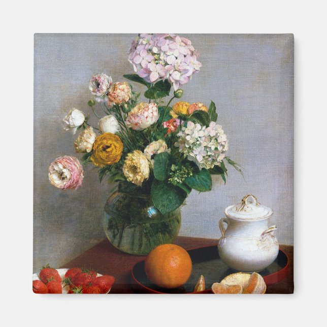 Flowers and Fruit, Henri Fantin-Latour Magnet (Front)