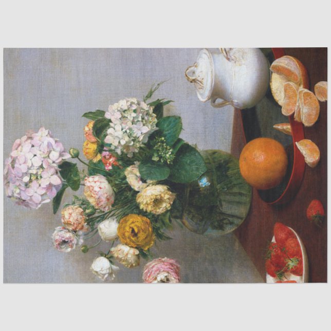 Flowers and Fruit, Henri Fantin-Latour Tissue Paper (Front)
