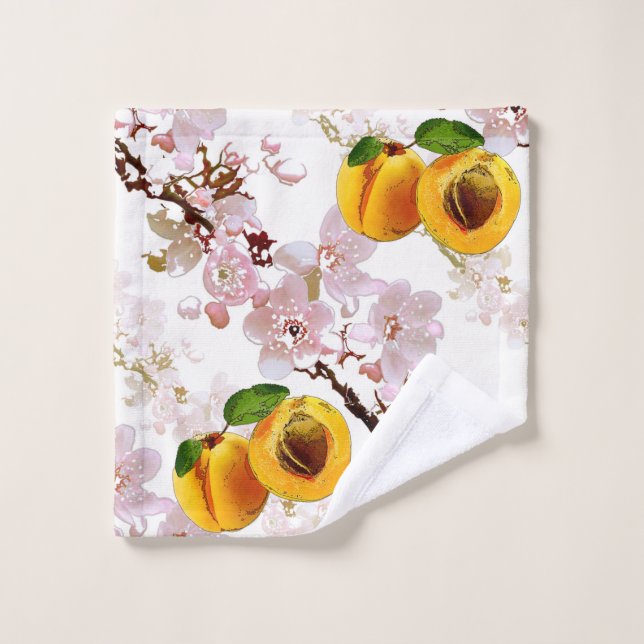Flowers and fruits of apricot. wash cloth (Wash Cloth)