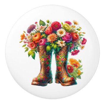 Flowers And Garden Boots Version 2 Ceramic Knob by sharonrhea at Zazzle