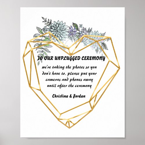 Flowers and Geometric Heart For Wedding Party Poster