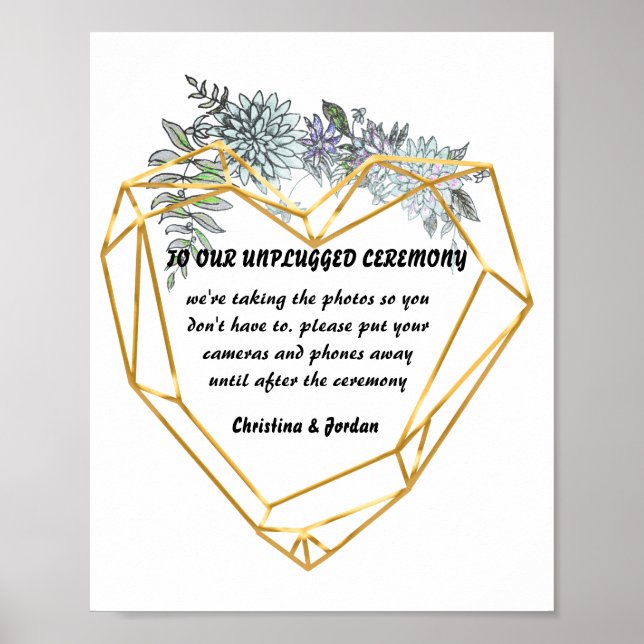 Flowers and Geometric Heart For Wedding Party Poster (Front)