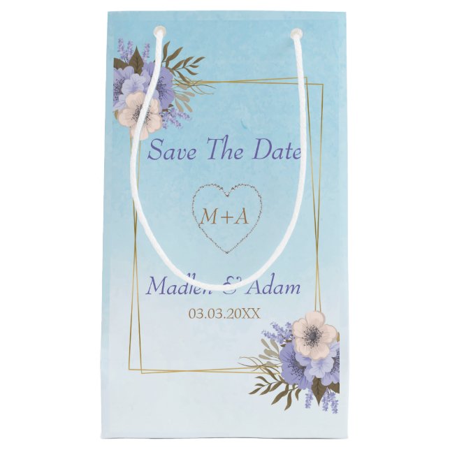 Flowers And Gold Frame Small Gift Bag (Front)