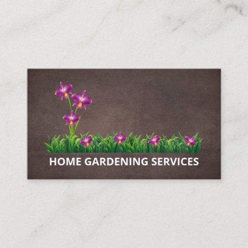 Flowers and Grass  Gardening Services Business Card