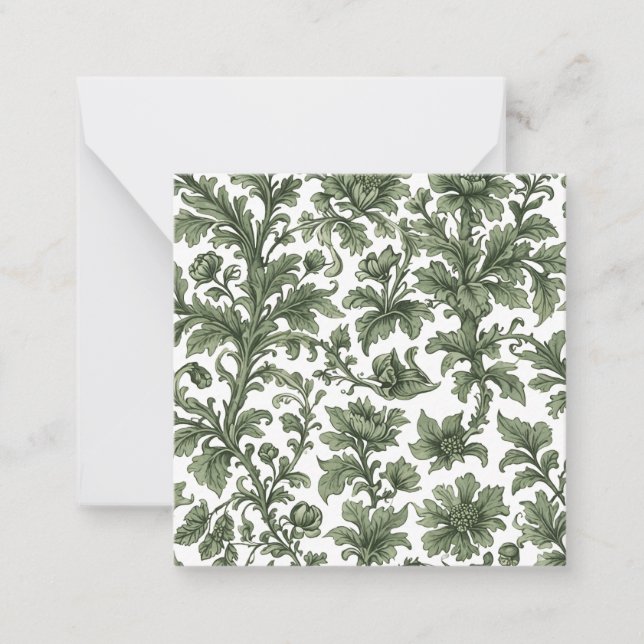 flowers and green leaves note card (Front)
