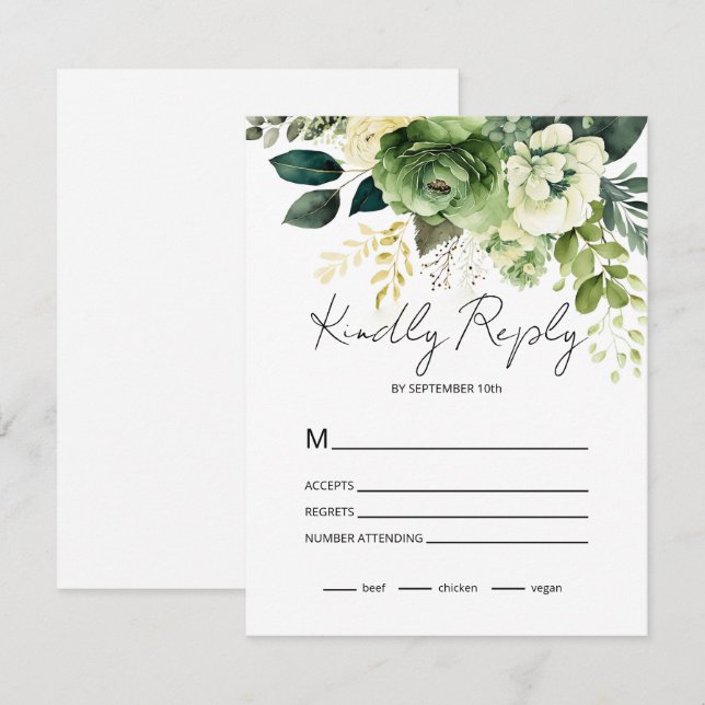 Flowers And Greenery RSVP Card (Front/Back)