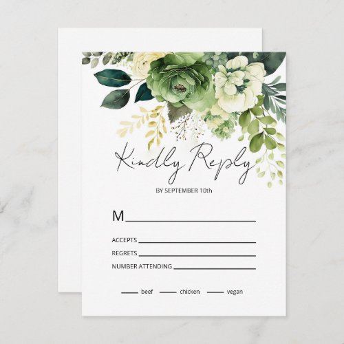 Flowers And Greenery RSVP Card