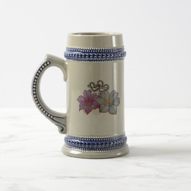 Flowers and heart  beer stein (Left)