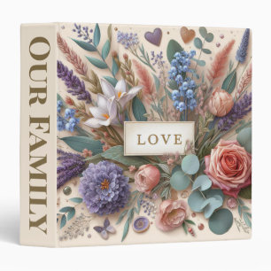 Flowers and Hearts 3 Ring Binder