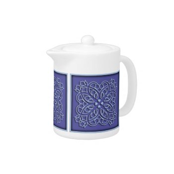 Flowers And Hearts Blue Ornament Teapot by YANKAdesigns at Zazzle