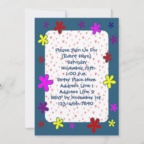 Flowers And Hearts Cute Invitation