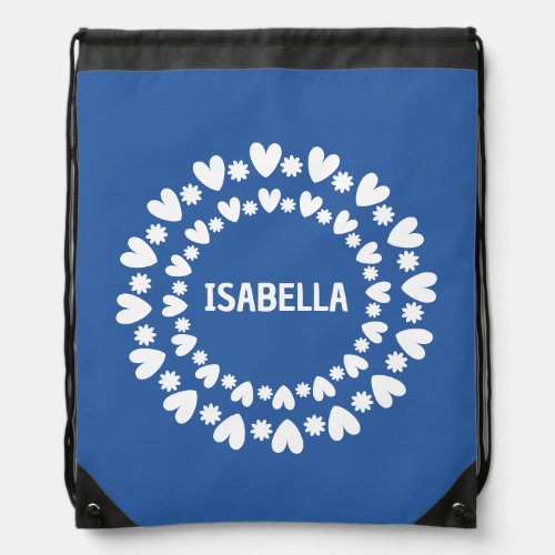 Flowers And Hearts Drawstring Bag