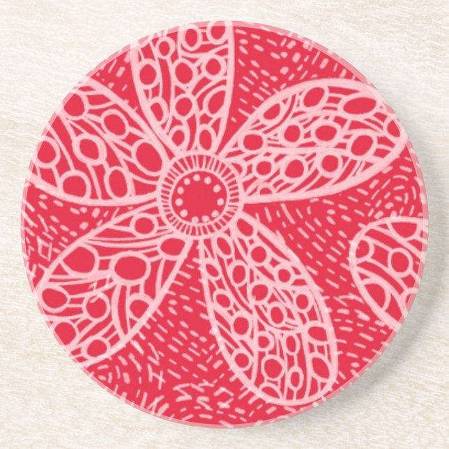 Flowers and Hearts Drink Coaster (Front)