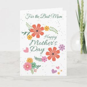 Flowers And Hearts For Mothers Day Card