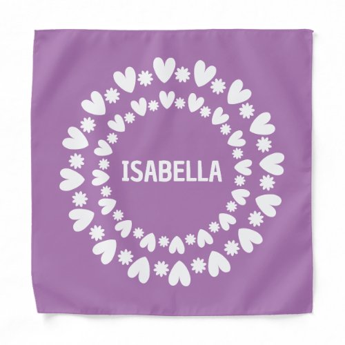 Flowers And Hearts Name Bandana