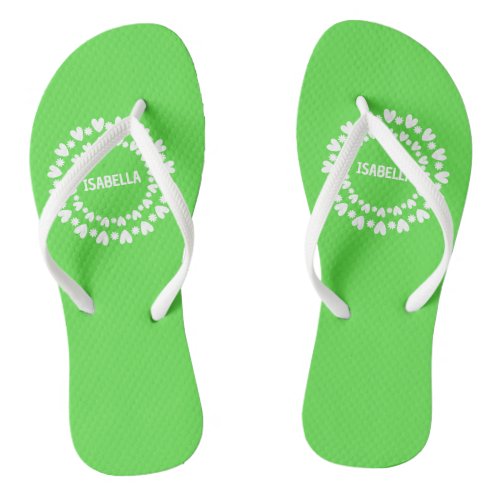Flowers And Hearts Name Flip Flops
