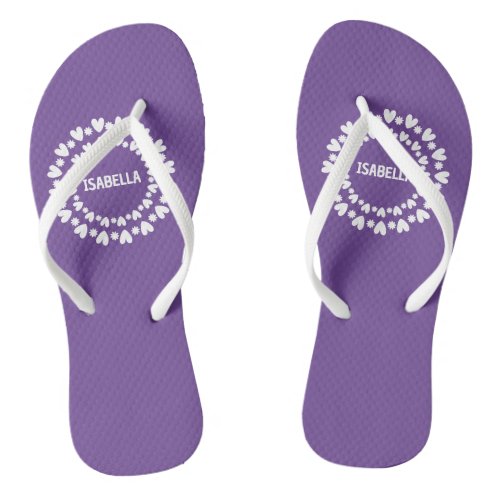 Flowers And Hearts Name Flip Flops