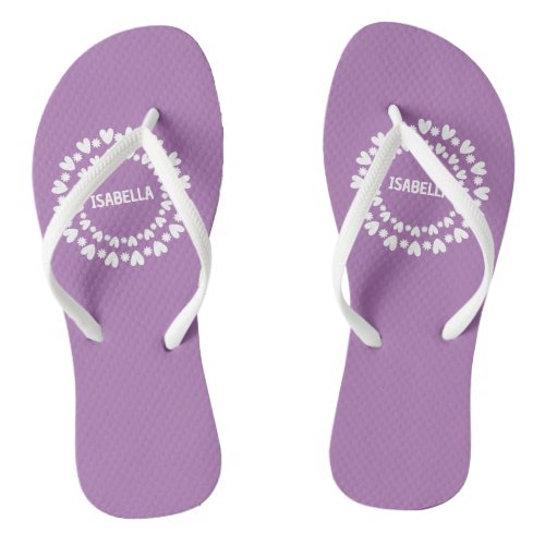 Flowers And Hearts Name Flip Flops