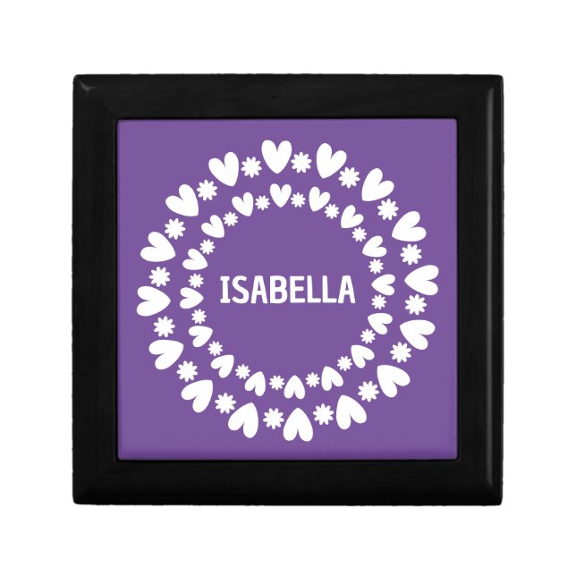 Flowers And Hearts Name Gift Box (Front)