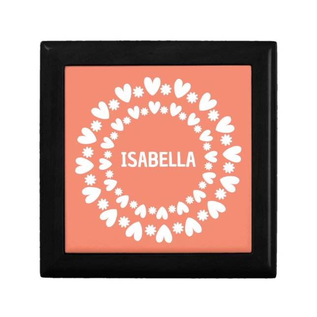 Flowers And Hearts Name Gift Box (Front)