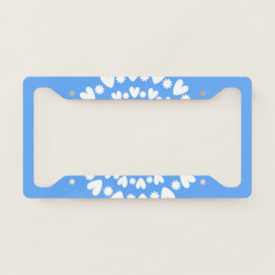 Flowers And Hearts Name License Plate Frame