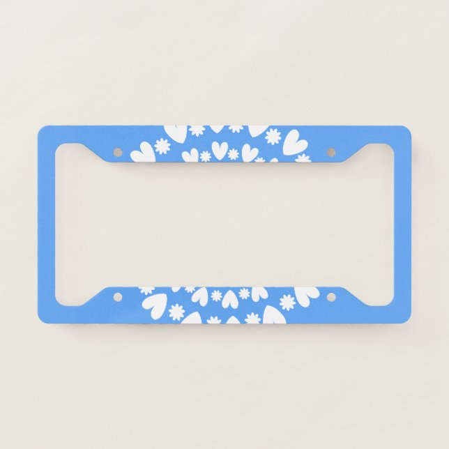 Flowers And Hearts Name License Plate Frame (Front)