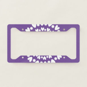 Flowers And Hearts Name License Plate Frame