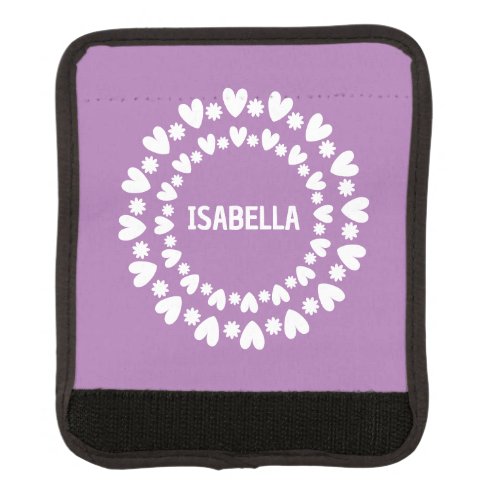 Flowers And Hearts Name Luggage Handle Wrap