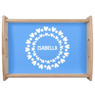 Flowers And Hearts Name Serving Tray