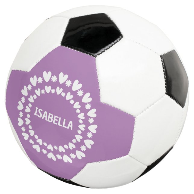 Flowers And Hearts Name Soccer Ball (Three Quarter)