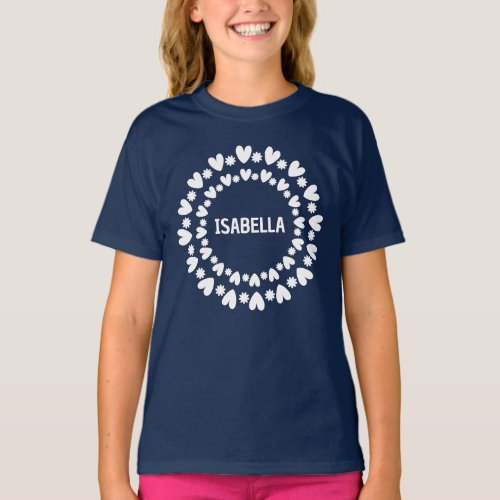 Flowers And Hearts Name T_Shirt