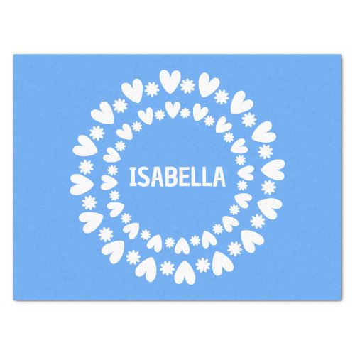 Flowers And Hearts Name Tissue Paper