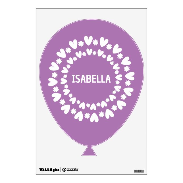 Flowers And Hearts Name Wall Decal (Front)