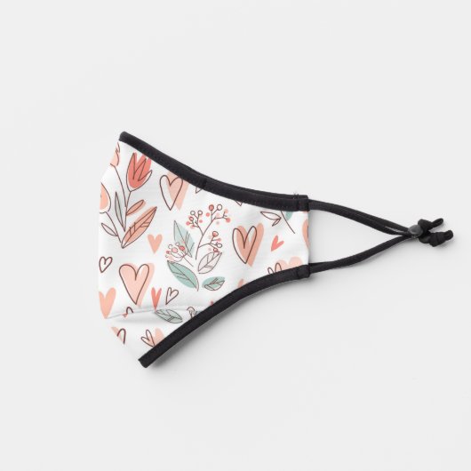 Flowers And Hearts Pattern Premium Face Mask (Left)