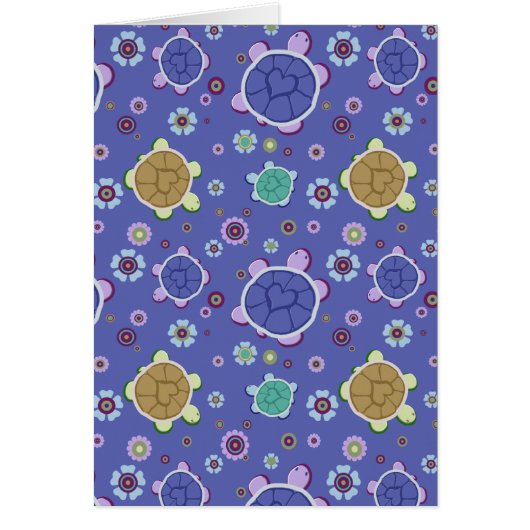 Flowers and Hearts Turtle Pattern Cards (Front)