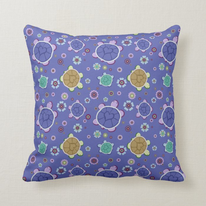 Flowers and Hearts Turtle Pattern Pillow