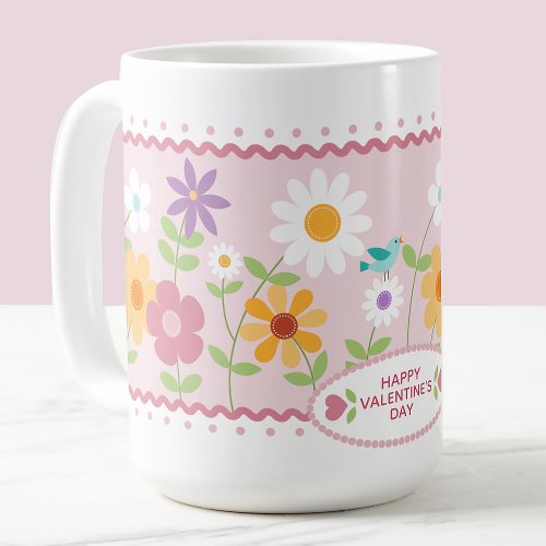Flowers and Hearts Valentines Day Coffee Mug