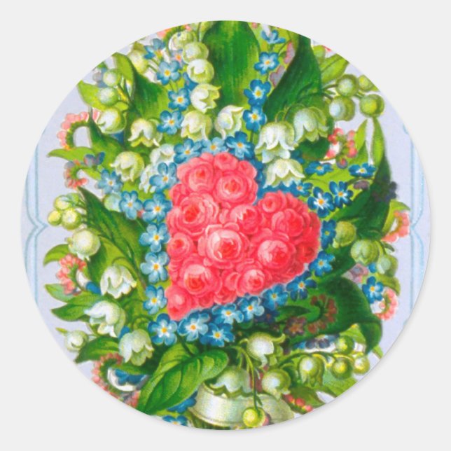 Flowers and Hearts Valentines Day Stickers (Front)