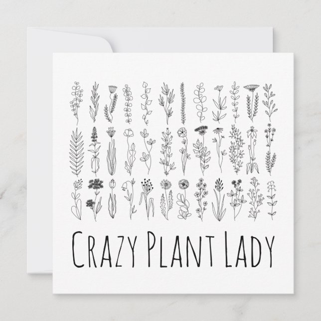 Flowers And Herbs Ink Drawing Card (Front)