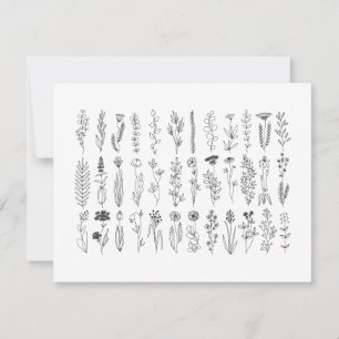 Flowers And Herbs Ink Drawing Thank You Card