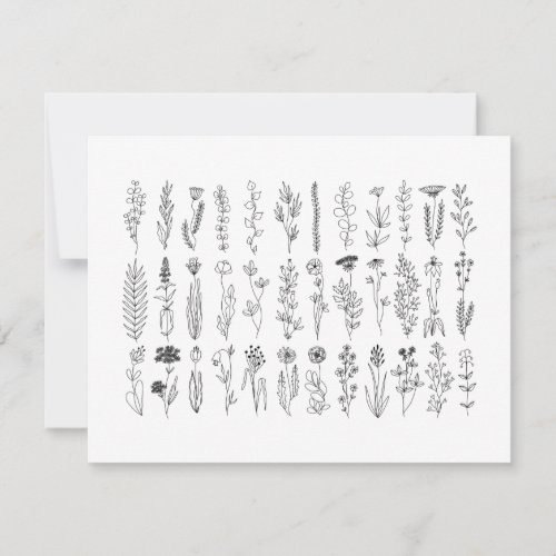Flowers And Herbs Ink Drawing Thank You Card