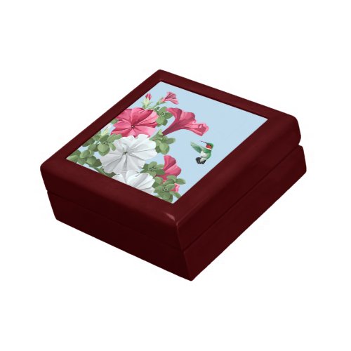 Flowers and Hummingbird Jewelry Box