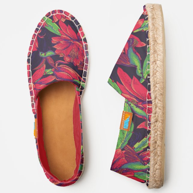 Flowers And Hummingbirds | Add Your Name Espadrilles (Side)
