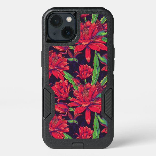 Flowers And Hummingbirds Otterbox iPhone Case (Back)
