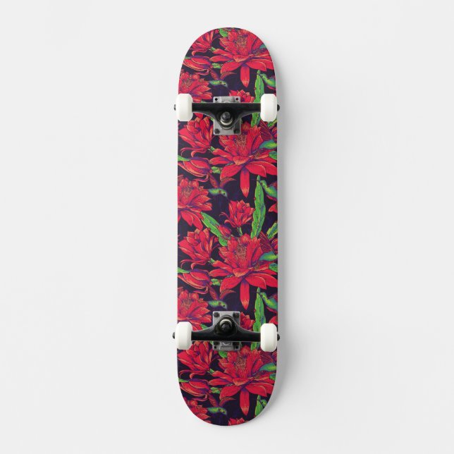 Flowers And Hummingbirds Skateboard Deck (Front)