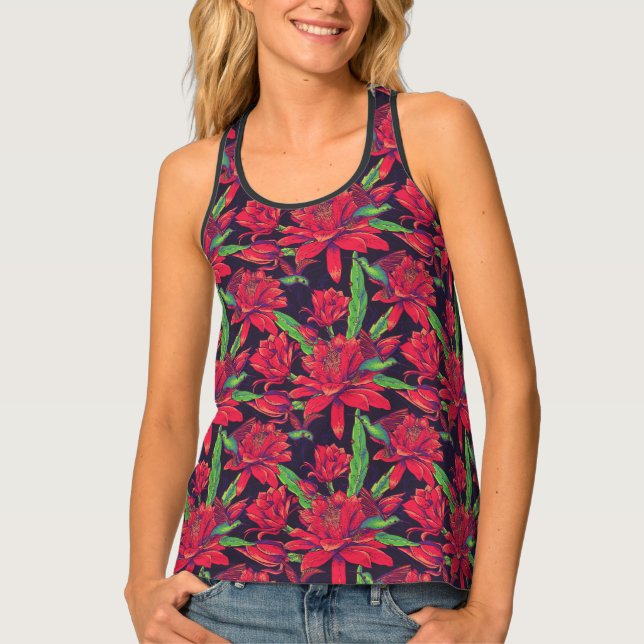 Flowers And Hummingbirds Tank Top (Front)