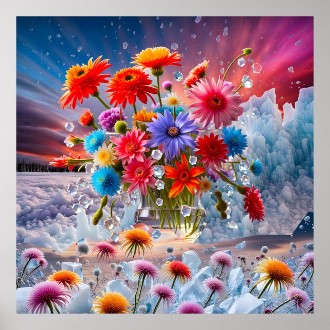 Flowers and Ice Crystals Poster (Front)